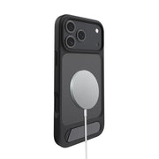 For iPhone 17 Kalebol MagSafe Invisible Tilt Holder PC Hybrid TPU Case(Grey White)