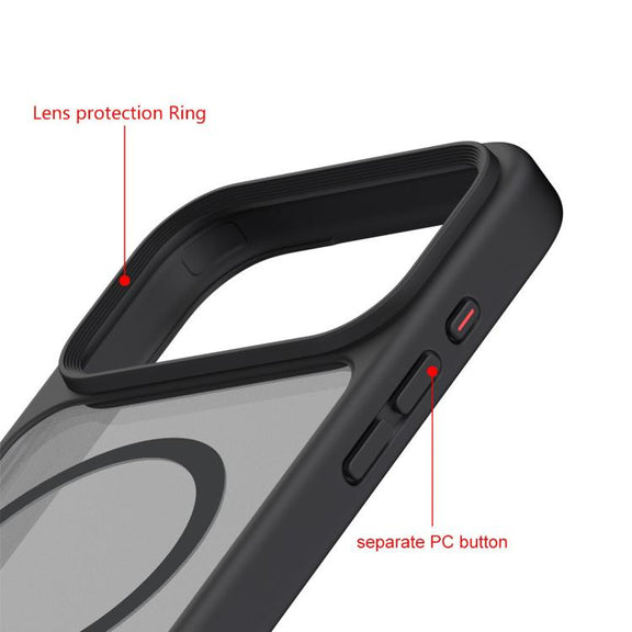 For iPhone 17 Kalebol MagSafe Invisible Tilt Holder PC Hybrid TPU Case(Grey White)