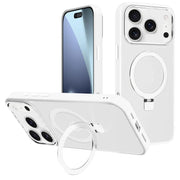 For iPhone 17 Pro Kalebol Metal Lens Frame MagSafe Holder Frosted PC Phone Case(Frosted White)