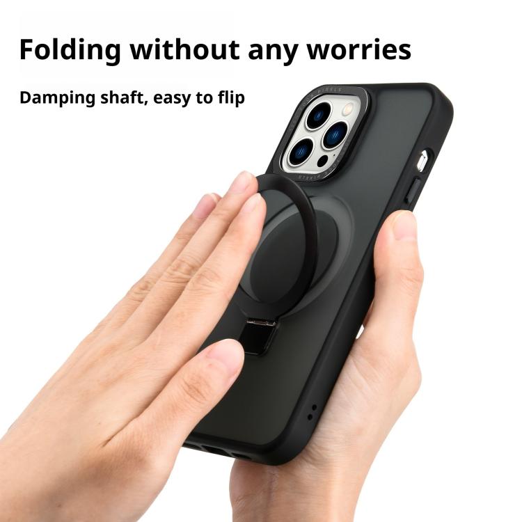 For iPhone 17 Kalebol Metal Lens Frame MagSafe Holder Frosted PC Phone Case(Frosted White)