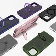 For iPhone 17 Kalebol Metal Lens Frame MagSafe Holder Frosted PC Phone Case(Frosted White)