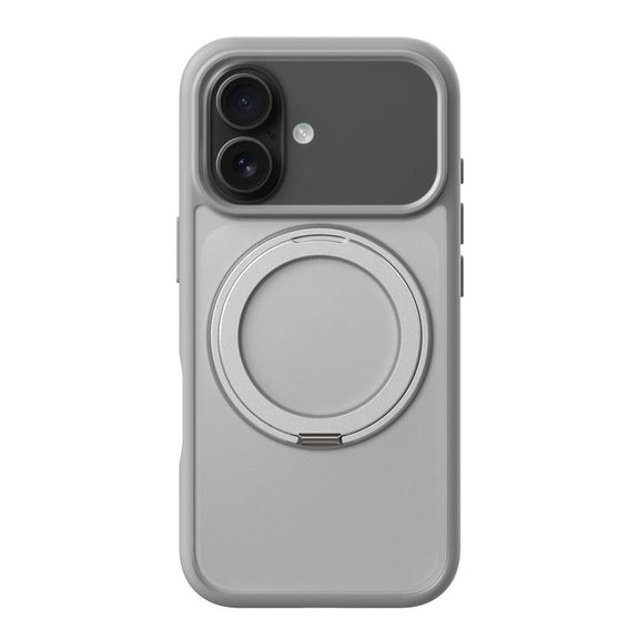 For iPhone 17 Kalebol Frosted MagSafe Holder Acrylic Hybrid TPU Phone Case(Cobble Grey)