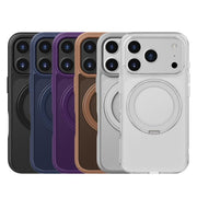 For iPhone 17 Kalebol Frosted MagSafe Holder Acrylic Hybrid TPU Phone Case(Cobble Grey)