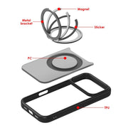 For iPhone 17 Kalebol Frosted MagSafe Holder Acrylic Hybrid TPU Phone Case(Cobble Grey)