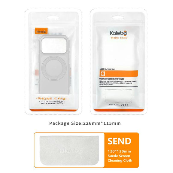 For iPhone 17 Kalebol Frosted MagSafe Holder Acrylic Hybrid TPU Phone Case(Cobble Grey)
