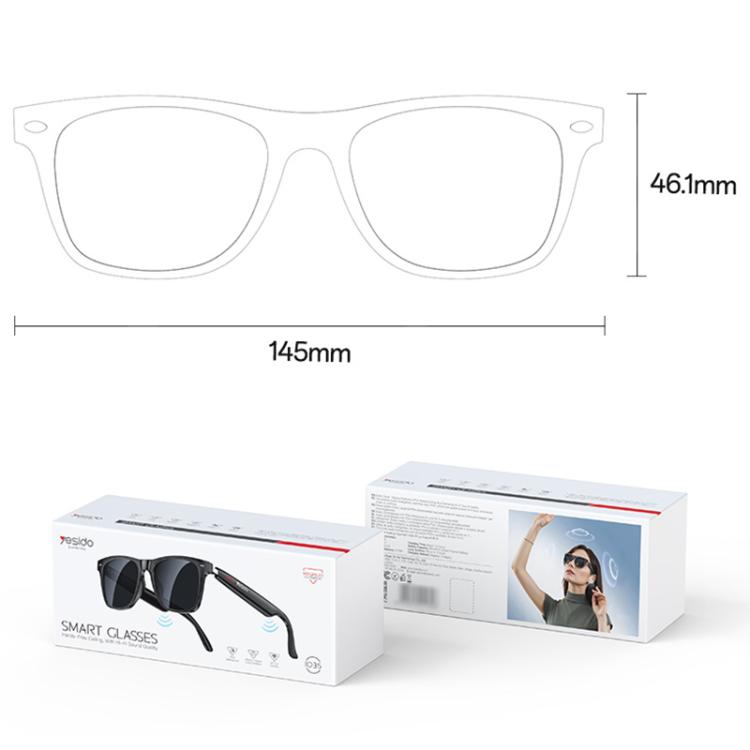 Yesido IO35 Smart Music Glasses IP54 Water-resistant Support BT Call(Black)
