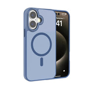 For iPhone 17 Kalebol Metal Lens Frame MagSafe Frosted PC Phone Case(Sierra Blue)