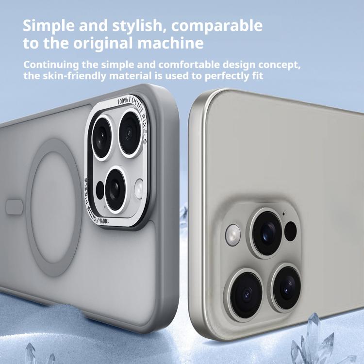 For iPhone 17 Kalebol Metal Lens Frame MagSafe Frosted PC Phone Case(Black)