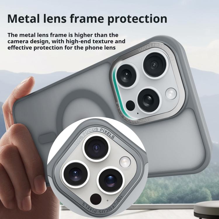 For iPhone 17 Air Kalebol Metal Lens Frame MagSafe Frosted PC Phone Case(Frosted White)