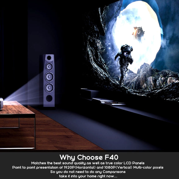 VIVIBRIGHT F40 1920x1080 4200 Lumens Portable Home Theater Wireless Smart Projector with Remote Control, Android Version