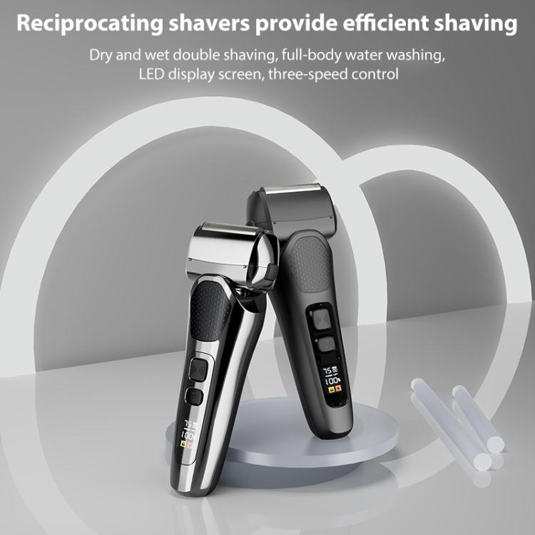 Full Body Washable LED Digital Display Reciprocating Electric Shaver(Exclusive Black)