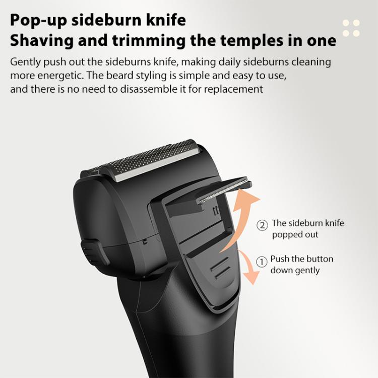 Full Body Washable LED Digital Display Reciprocating Electric Shaver(Gun Fight Black)