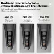 Full Body Washable LED Digital Display Reciprocating Electric Shaver(Exclusive Black + 1 Set of Blades)