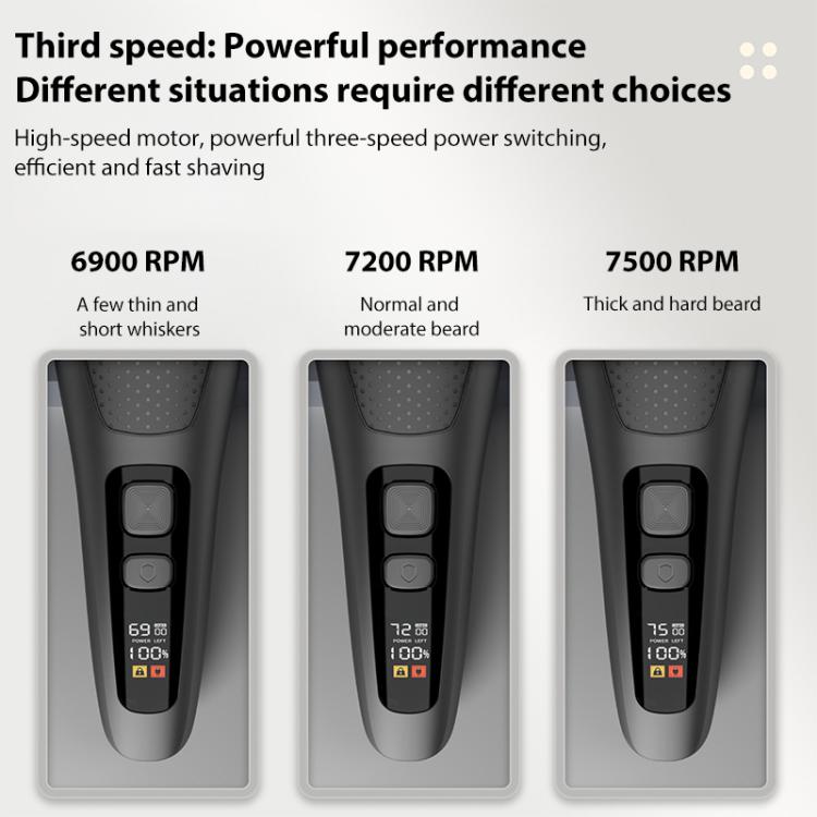 Full Body Washable LED Digital Display Reciprocating Electric Shaver(Gun Fight Black)
