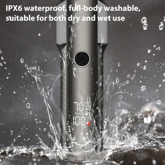 Five-blade Full Body Washable LED Digital Display Reciprocating Electric Shaver(Grey)