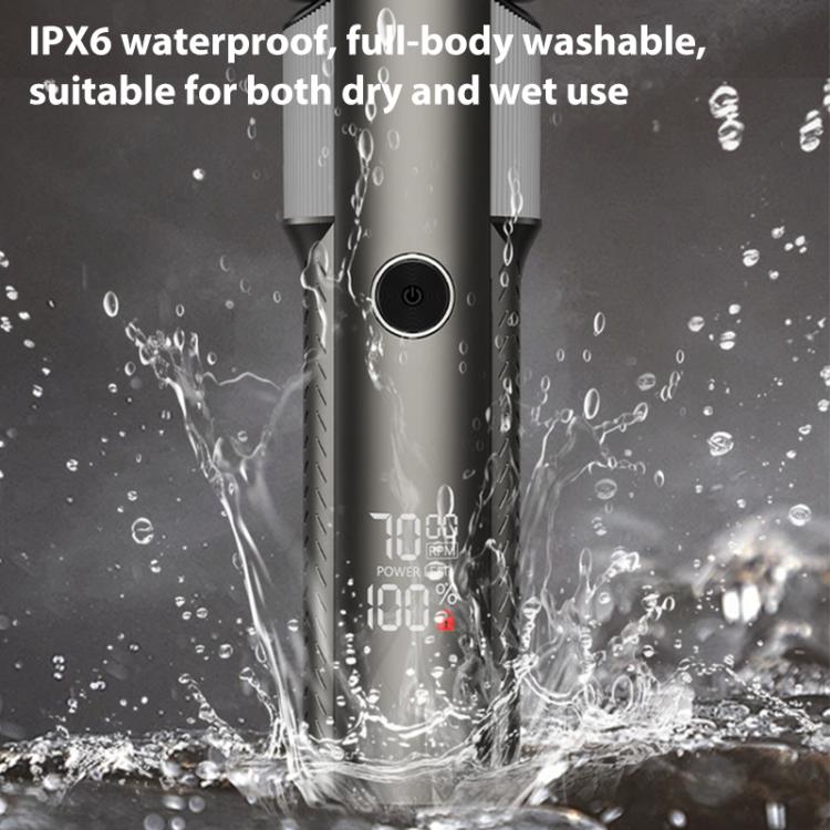 Five-blade Full Body Washable LED Digital Display Reciprocating Electric Shaver(Grey)