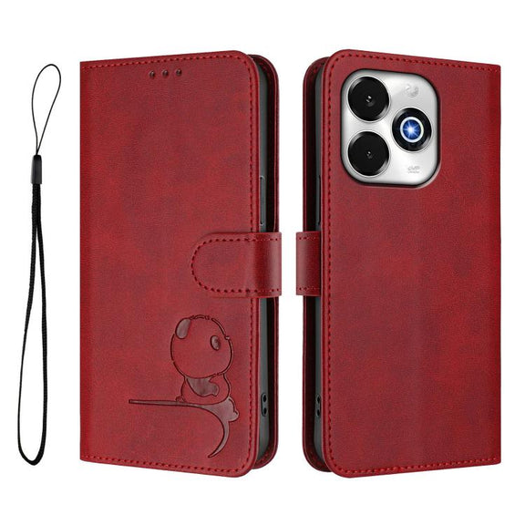 For UMIDIGI G100x 5G / 4G Litter Panda Embossing RFID Leather Phone Case with Lanyard(Wine Red)