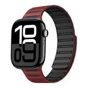 For Apple Watch 42mm / 41mm / 40mm / 38mm Cylinder Magnetic Two-color Loop Silicone Watch Band(Wine Red Black)
