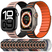 For Apple Watch 46mm / 49mm / 45mm / 44mm Cylinder Magnetic Two-color Loop Silicone Watch Band(Black White)