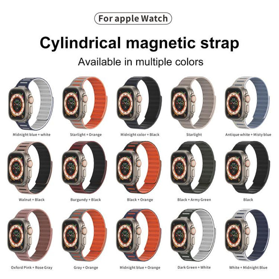 For Apple Watch 42mm / 41mm / 40mm / 38mm Cylinder Magnetic Two-color Loop Silicone Watch Band(Starlight)