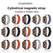 For Apple Watch 42mm / 41mm / 40mm / 38mm Cylinder Magnetic Two-color Loop Silicone Watch Band(Black)