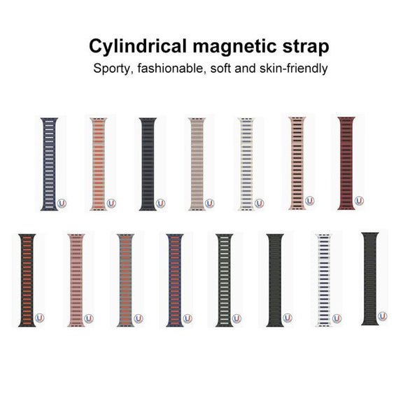 For Apple Watch 42mm / 41mm / 40mm / 38mm Cylinder Magnetic Two-color Loop Silicone Watch Band(Starlight)