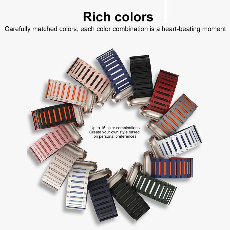For Apple Watch 42mm / 41mm / 40mm / 38mm Cylinder Magnetic Two-color Loop Silicone Watch Band(Starlight)