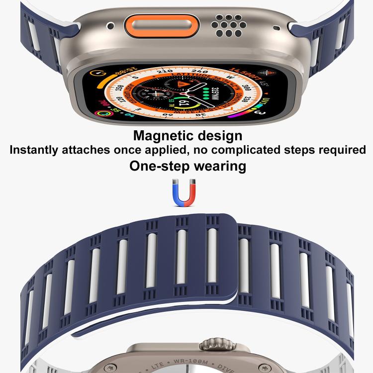 For Apple Watch 42mm / 41mm / 40mm / 38mm Cylinder Magnetic Two-color Loop Silicone Watch Band(Black)