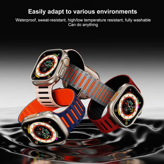 For Apple Watch 46mm / 49mm / 45mm / 44mm Cylinder Magnetic Two-color Loop Silicone Watch Band(Starlight)