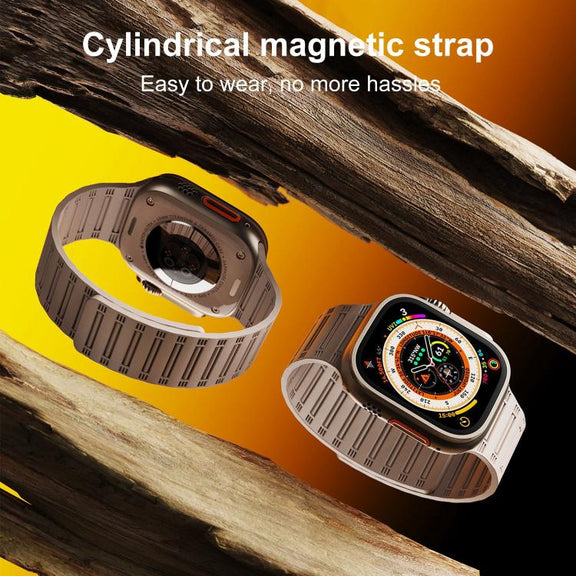 For Apple Watch 42mm / 41mm / 40mm / 38mm Cylinder Magnetic Two-color Loop Silicone Watch Band(Starlight Orange)