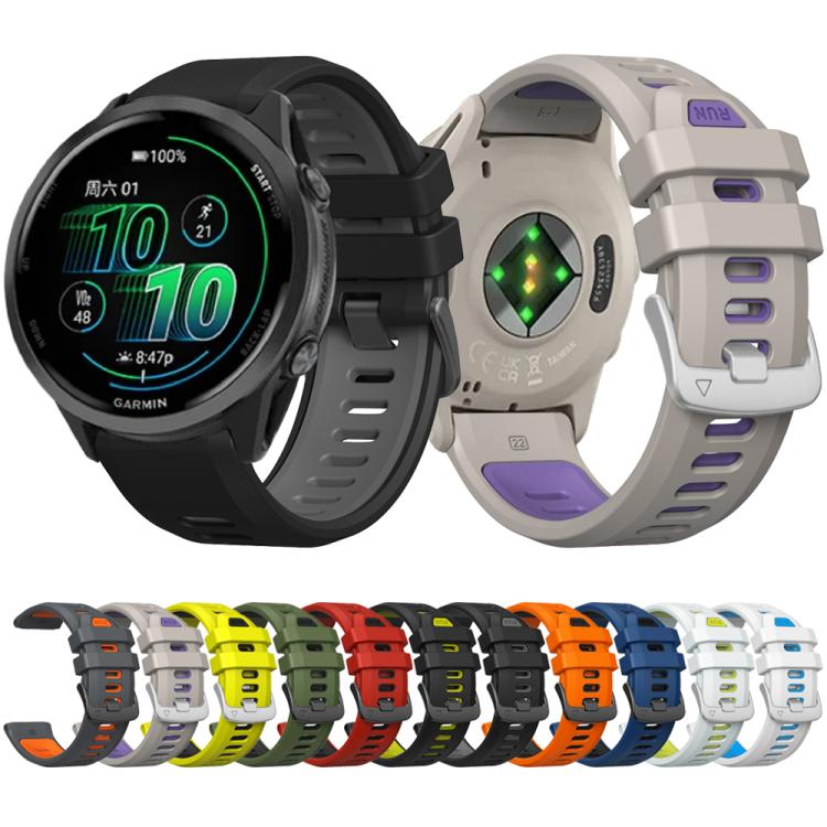 For Garmin Forerunner 970 Two Color Steel Buckle Silicone Watch Band(Black Lime)