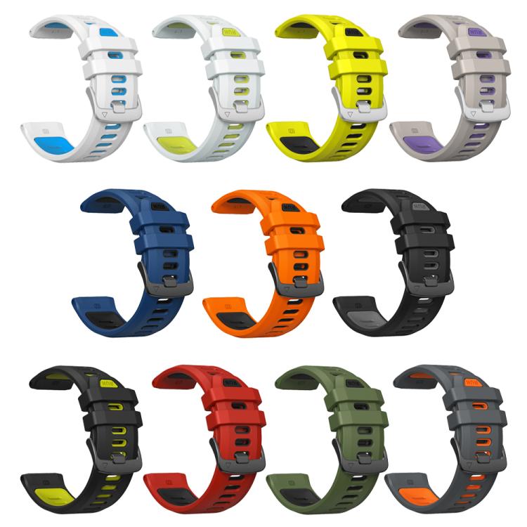 For Garmin Forerunner 970 Two Color Steel Buckle Silicone Watch Band(White Blue)