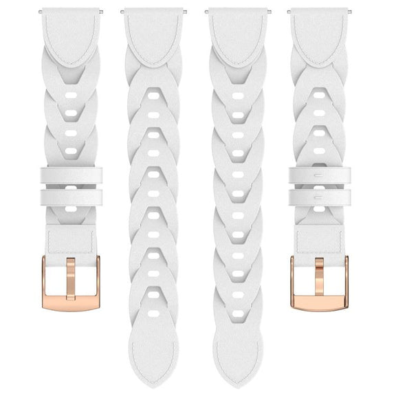 18mm Rose Gold Buckle Twist Leather Watch Band(White)