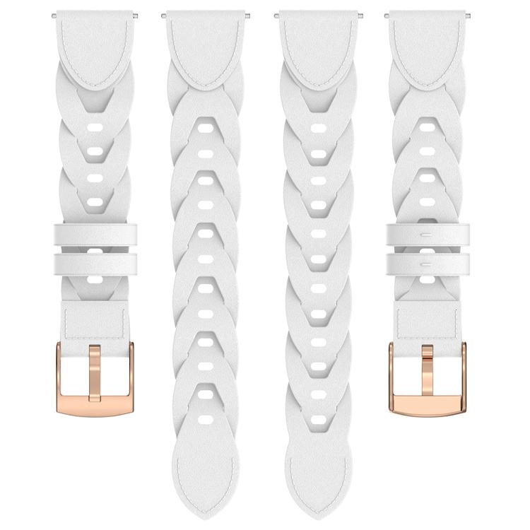 18mm Rose Gold Buckle Twist Leather Watch Band(White)