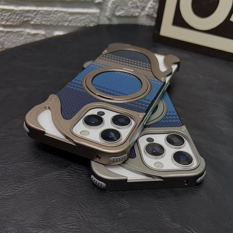 For iPhone 16 Pro Max Metal Frameless 360 Degree Rotation Holder MagSafe Phone Case(Black)