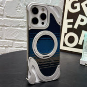 For iPhone 14 Pro Metal Frameless 360 Degree Rotation Holder MagSafe Phone Case(Silver)