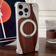 For iPhone 16 Pro Max Walnut Metal Frameless 360 Degree Rotation Holder MagSafe Phone Case(Silver) - free shipping - PMC TechLife - Order now!