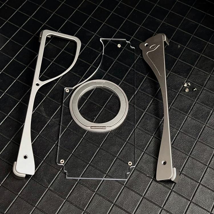 For Samsung Galaxy S24 Ultra 5G Metal Frameless 360 Degree Rotation Holder MagSafe Transparent Phone Case(Black)