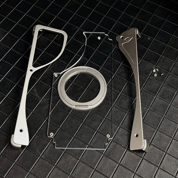 For Samsung Galaxy S24 Ultra 5G Metal Frameless 360 Degree Rotation Holder MagSafe Transparent Phone Case(Black)