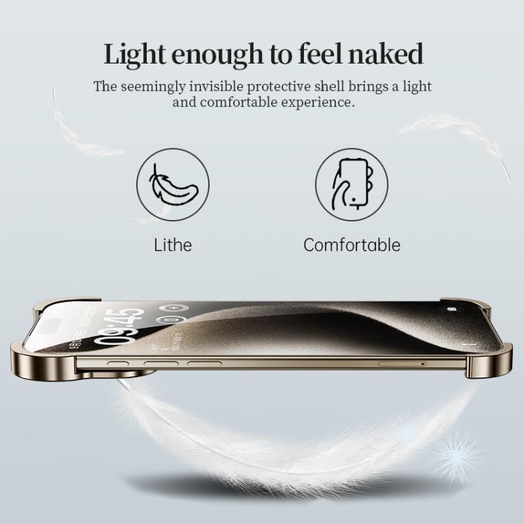 For iPhone 17 Pro Max Frameless Metal Corner Pad Phone Case with Lens Film(Black)