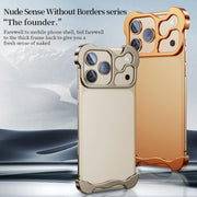 For iPhone 17 Pro Frameless Metal Corner Pad Phone Case with Lens Film(Titanium)