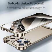 For iPhone 17 Pro Frameless Metal Corner Pad Phone Case with Lens Film(Titanium)