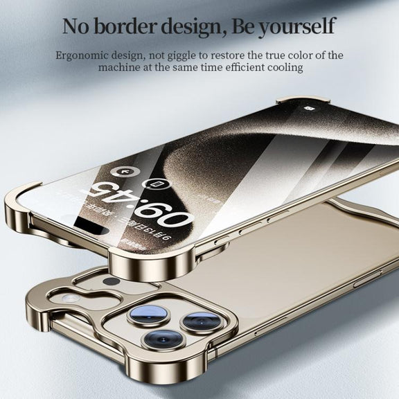 For iPhone 17 Pro Frameless Metal Corner Pad Phone Case with Lens Film(Titanium)