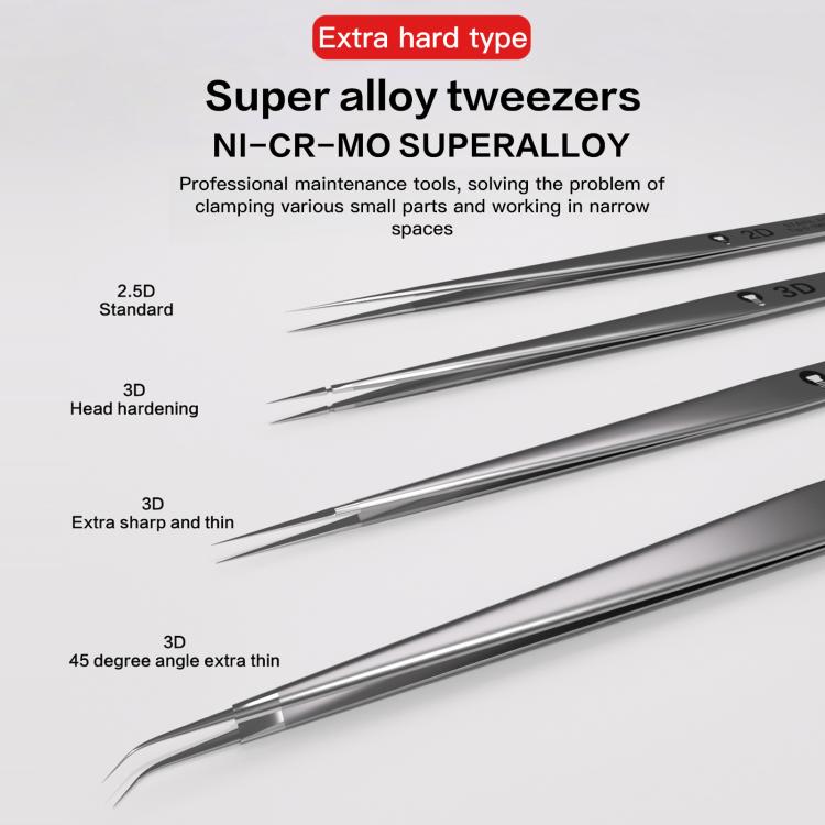 i2C NS Series Super Alloy High Precision Stainless Steel Super Hard Extra Tip Flying Wire Tweezers, Model:NS-03 Extra Hard Tip