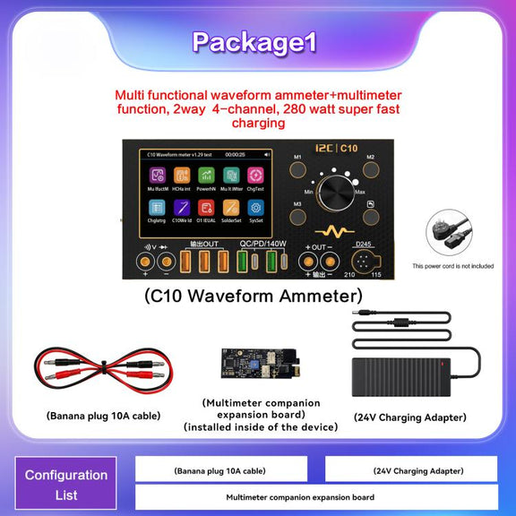 i2C C10 Ultra-high Precision Digital Waveform Ammeter with Charge Detection / Voltage Measurement, Model:Set 1