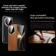 For Honor Magic V5 SULADA Frameless Top Layer Cowhide Leather PC Phone Case(Black)
