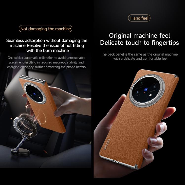 For vivo X Fold5 SULADA Frameless Top Layer Cowhide Leather PC Phone Case(Brown)