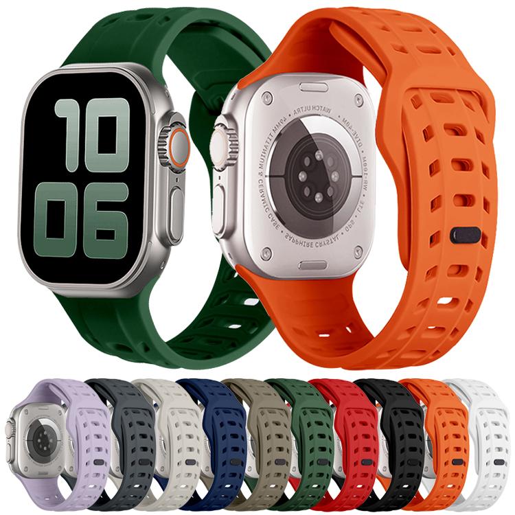 For Apple Watch 46mm / 49mm / 45mm / 44mm Shark Texture Holes Silicone Watch Band(White)
