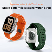 For Apple Watch 46mm / 49mm / 45mm / 44mm Shark Texture Holes Silicone Watch Band(White)