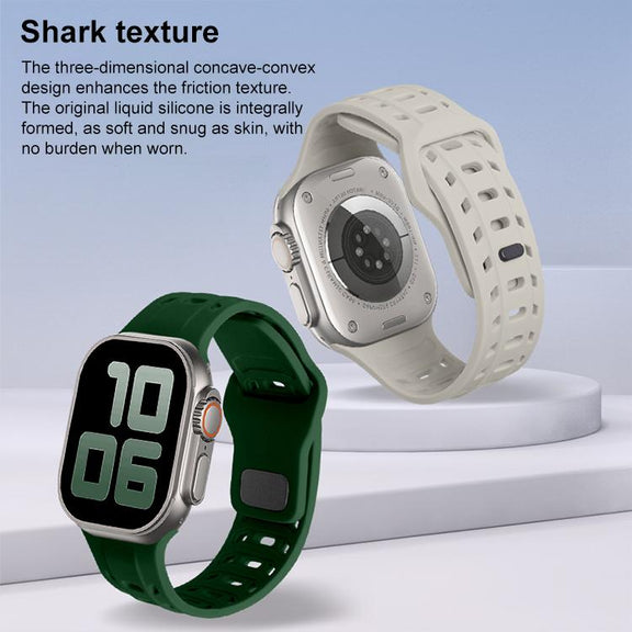 For Apple Watch 46mm / 49mm / 45mm / 44mm Shark Texture Holes Silicone Watch Band(Starlight)